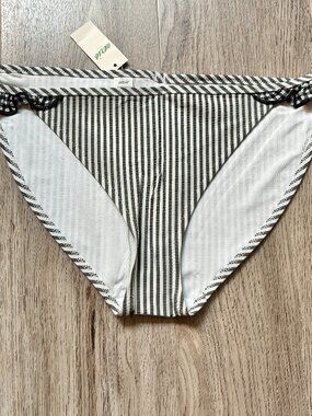 Aerie Seersucker Ruffle Bikini Bottom in True Black Size S NWT